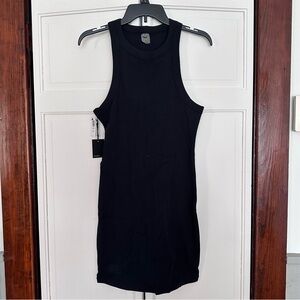 NWT Tna Aritzia black ribbed high neck quartz mini dress size large